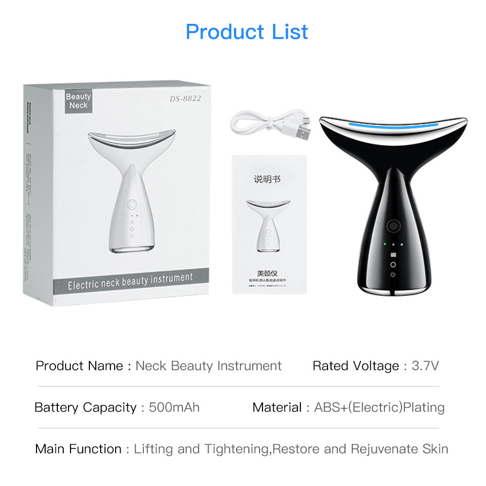 EMS Microcurrent Face & Neck Lifting Device - LED Photon Therapy Anti-Aging Skin Tightening Tool