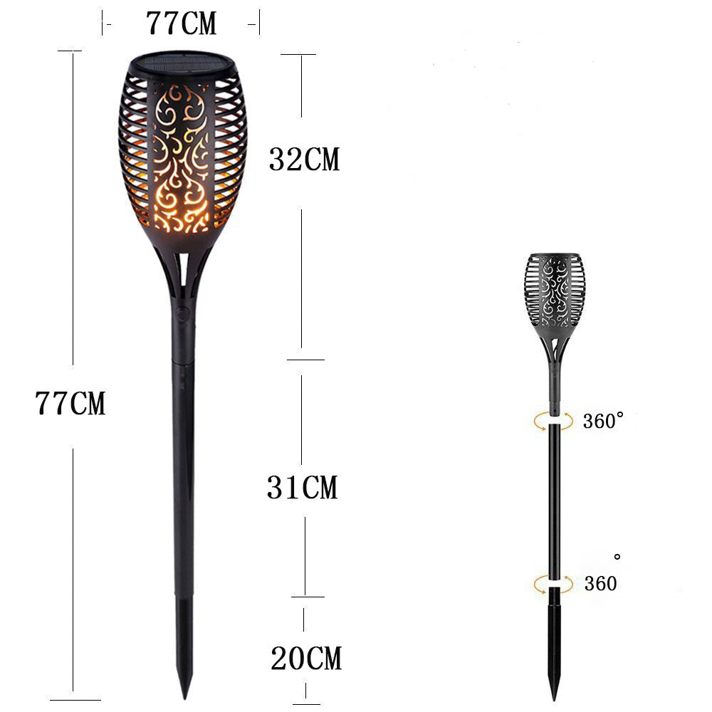 Solar Flame Torch Lights Outdoor - LED Flickering Waterproof Garden Pathway Lamp
