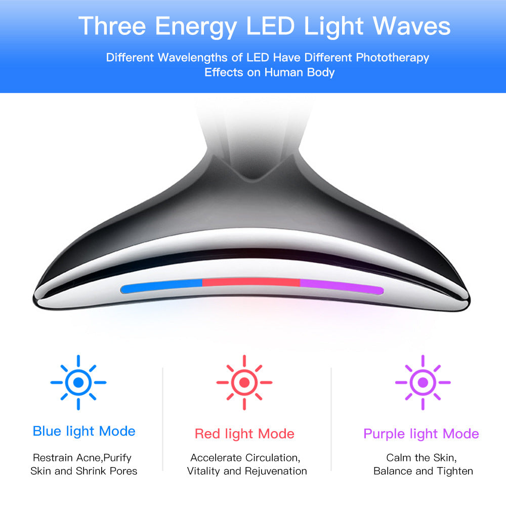 EMS Microcurrent Face & Neck Lifting Device - LED Photon Therapy Anti-Aging Skin Tightening Tool
